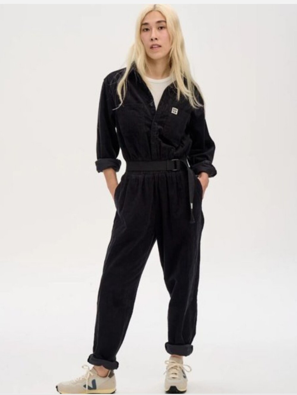 Lucy & Yak, Eddie Jumpsuit Organic Cotton Black Corduroy NWT Women's Small